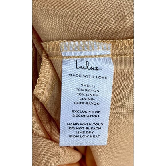 LULUS Women's Light Orange Linen Blend Sleeveless Tassel Dress NWT Medium - Picture 4 of 5